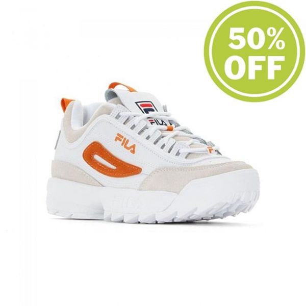 Tênis Fila Mulher Branco Laranja - Fila Disruptor Low Wmn Outlet Portugal,ZFES-24780